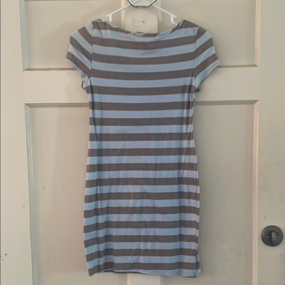 ADAM LEVINE - Striped Blue and Gray Dress - Picture 2 of 4